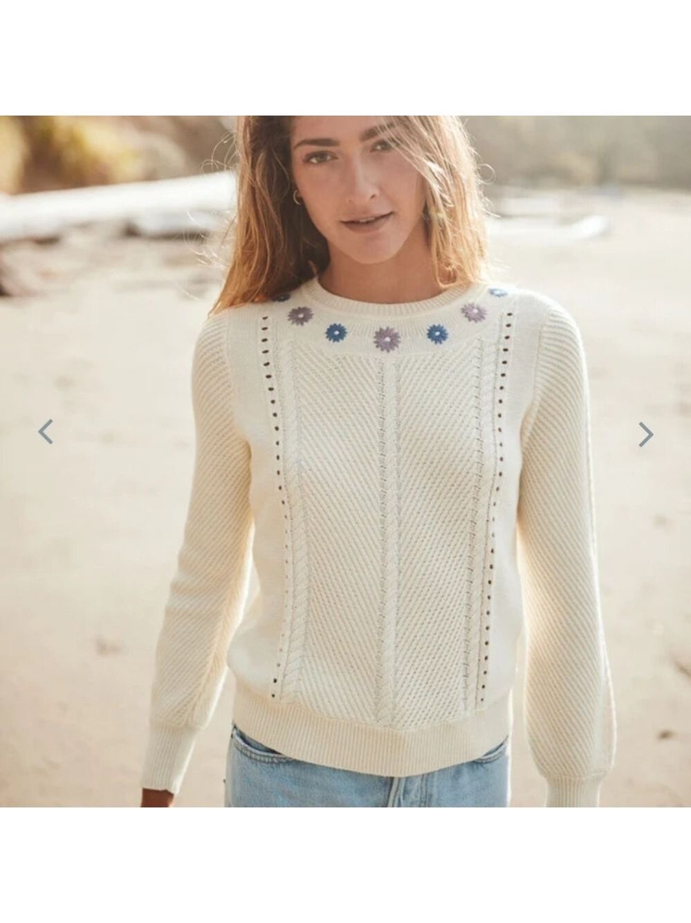 Marine layer Jada Crewneck Sweater in Ivory - Picture 2 of 8